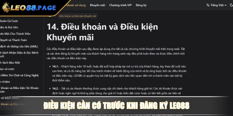 Đăng Ký LEO88 - Hướng Dẫn Từ A–Z Kèm Điều Kiện Và Lưu Ý 2 Điều kiện cần có trước khi đăng ký LEO88